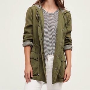 Sanctuary by Anthropologie Green w Striped Lining Utility Women's Jacket